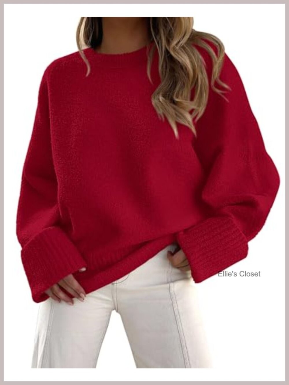 Oversized Fuzzy Crewneck Pullover Sweater Soft Knit Fall Winter